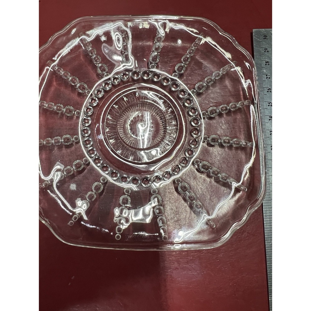 Vintage Federal Glass 6" Plate Columbia Pattern Atomic Pearl Blast